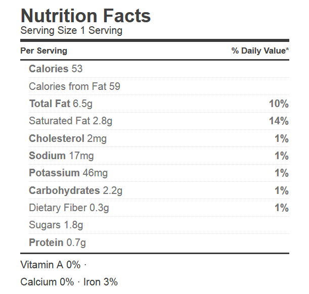 tartufi_nutrition facts